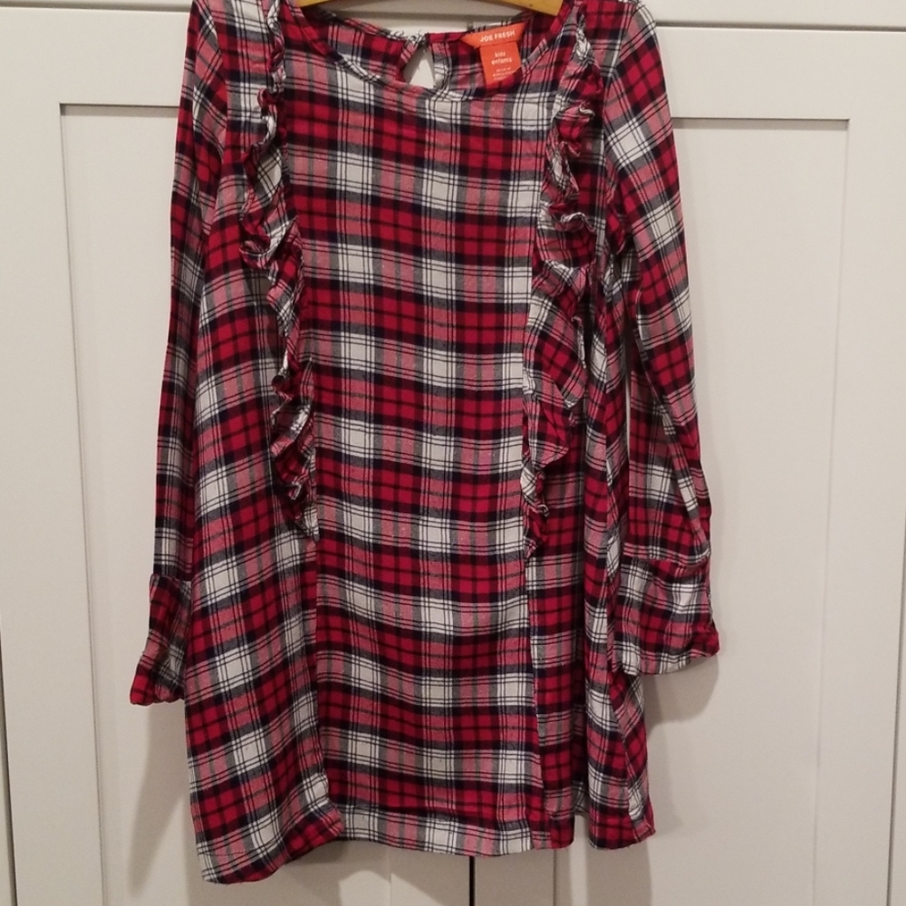 Girls Joe Fresh Plaid Dress Size M 7/8
